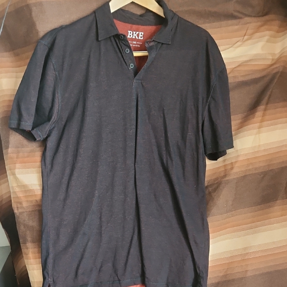 BKE Black Polo Shirt Classic Knit Short Sleeve